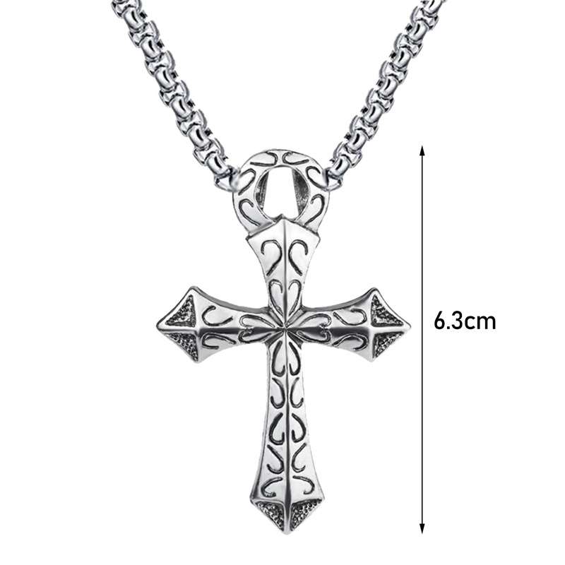 Ygt Vòng cổ Thép Không Gỉ Dài 50cm Phối Mặt Thánh Giá Phong Cách Punk Cá Tính Dành Cho Cả Nam Và Nữ