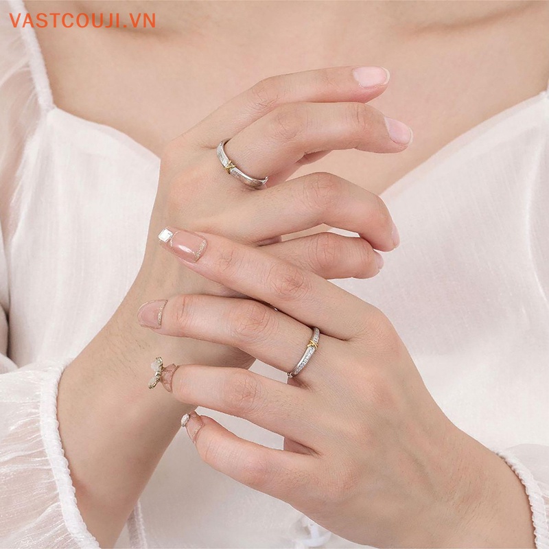 Nhẫn Cặp Đính Đá Zircon Kiểu Hàn Quốc Có Thể Điều Chỉnh Kích Thước