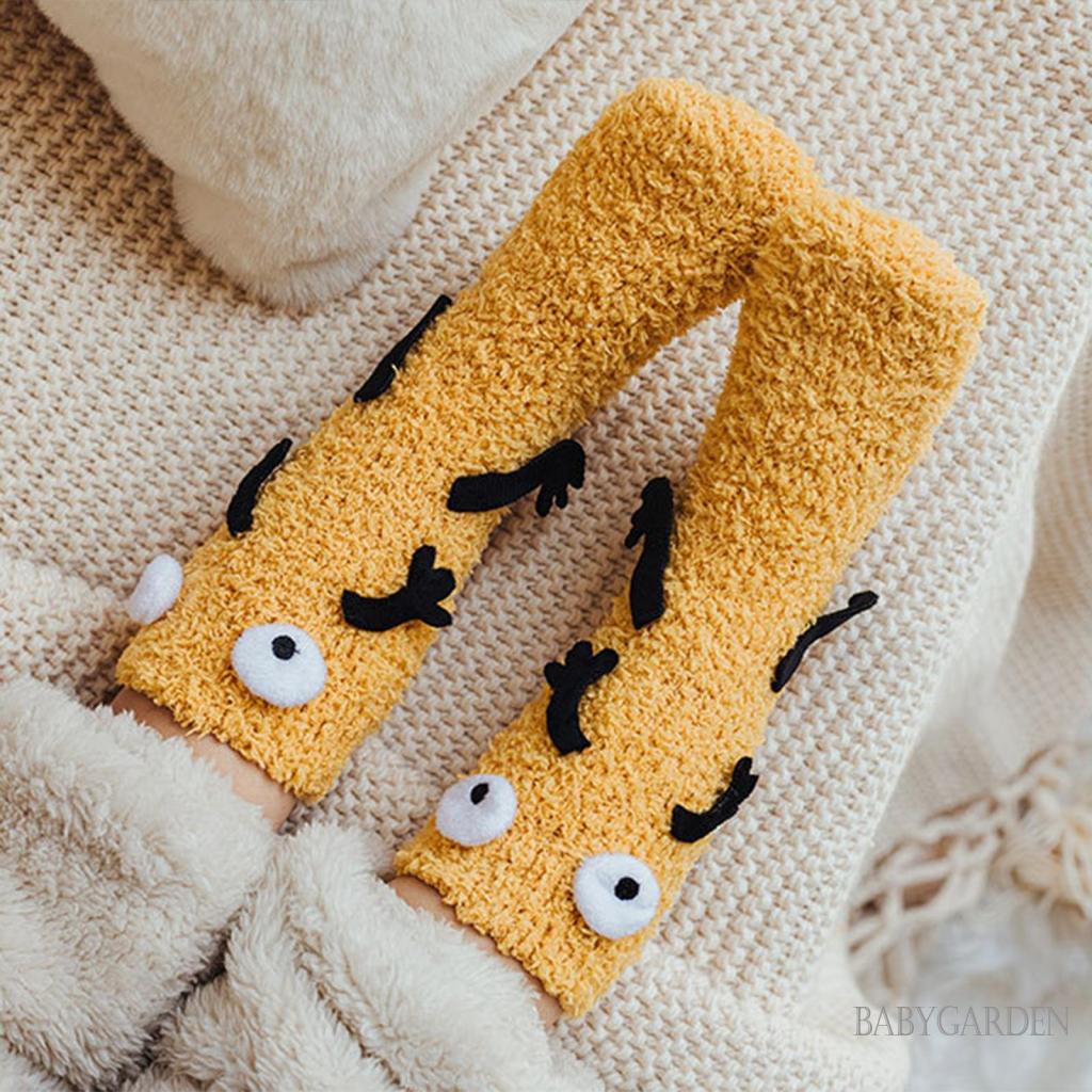 Vớ Lông Cừu San Hô Dày Giữ Ấm Chống Trượt In Họa Tiết Hoạt Hình Dễ Thương Cho Bé 0-10 Tuổi