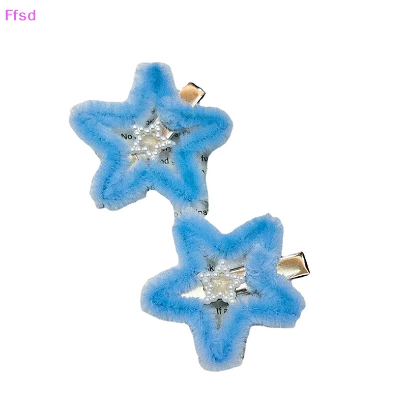 1 Kẹp Tóc Lông Xù Hình Ngôi Sao Màu Xanh Dương Ngọt Ngào Dễ Thương Cho Bé Gái Y2K 2023