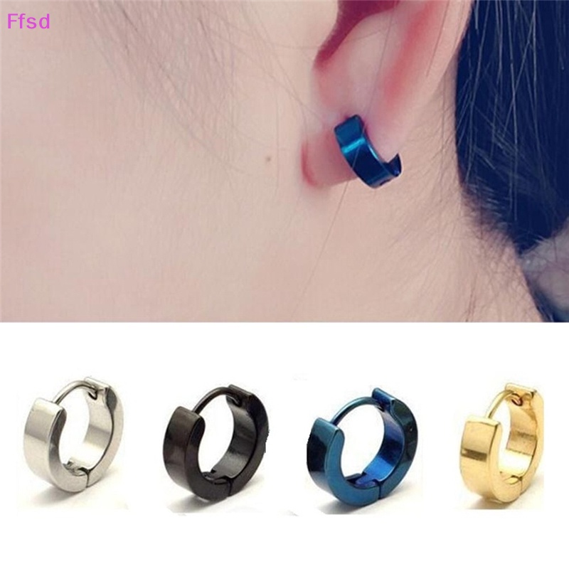 1 Đôi Bông Tai Tròn Bằng Thép Không Gỉ Thời Trang Dành Cho Nam Và Nữ