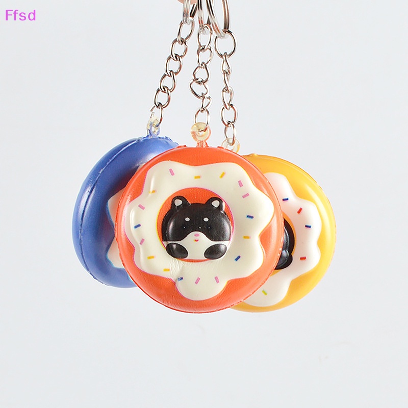 1 Móc Khóa Đồ chơi squishy Giảm Stress Hình Bánh Donut Nhiều Màu Sắc