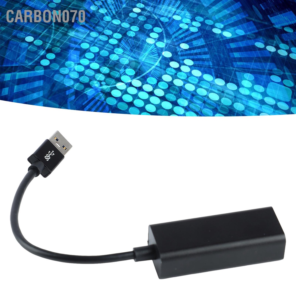 Carbon070 Bộ chuyển đổi USB C sang Ethernet với cáp Gigabit Type RJ45 nhẹ cho máy tính bảng màu đen