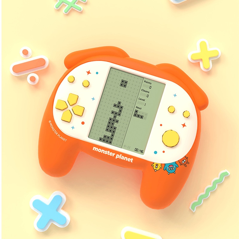 Máy Chơi game tetris Cầm Tay Màn Hình Lớn 4.3 inch Hình Hành Tinh Quái Vật Kiểu retro Cho Bé