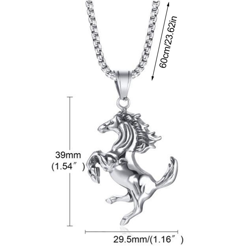 Ygt Vòng cổ Bằng Thép Không Gỉ Mặt Hình Ngựa Ba Chiều Phong Cách Hip Hop Cổ Điển Cá Tính Dành Cho Nam