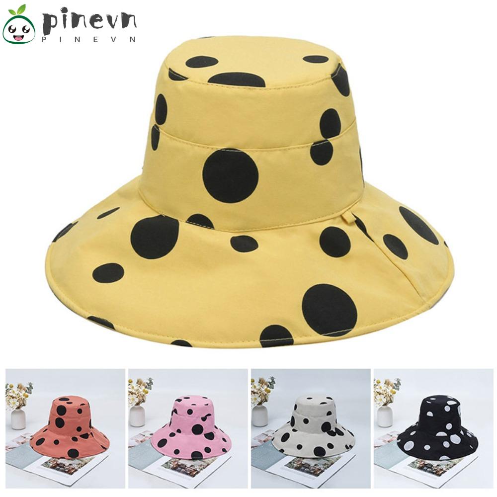 PINEVN Nón Tai Bèo Rộng Vành Chống Tia UV Họa Tiết Chấm Bi Có Thể Gập Lại Dành Cho Nữ