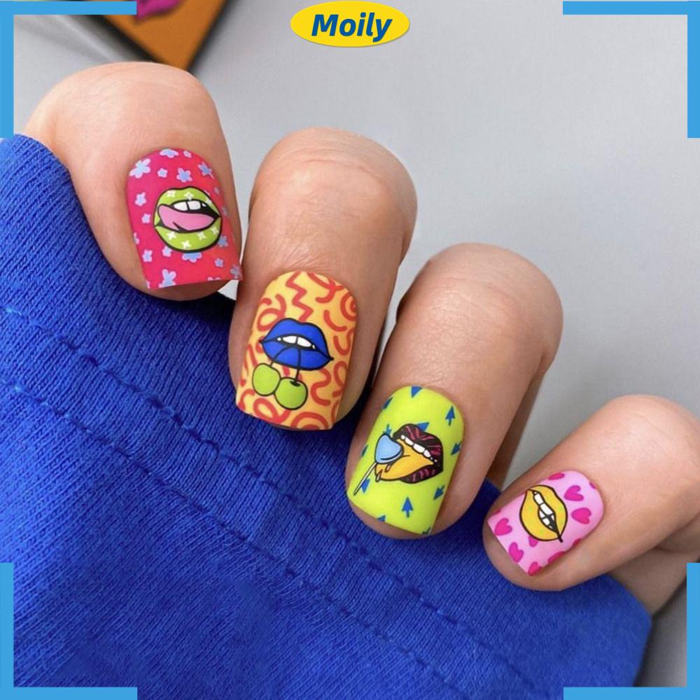 MOILYVN Bộ Móng Tay Giả Che Phủ Toàn Diện Đầu Vuông DIY