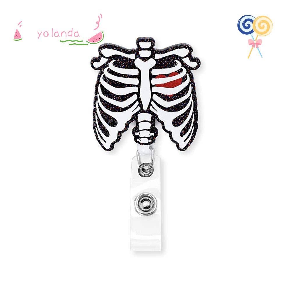 YOLA Cuộn Dây Móc Chìa Khóa Bằng Acrylic Hình Bộ Xương Mới Cho Văn Phòng