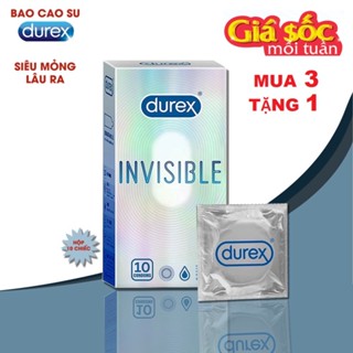 (Mua 3 Tặng 1) Bao Cao Su Durex invisible Hộp 10 Cái , BCS Durex invisible Extra Thin Siêu Mỏng