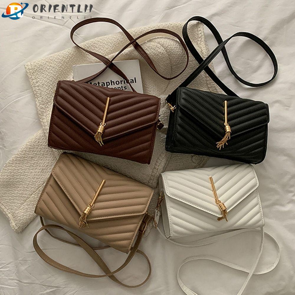 ORIENTLII Túi Đeo Chéo Da PU Màu Trơn Thêu Họa Tiết Xinh Xắn Thời Trang Cho Nữ