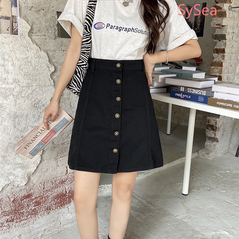 Chân váy jean Đen Lưng Cao Ôm Dáng Thời Trang Mùa Hè Cho Nữ