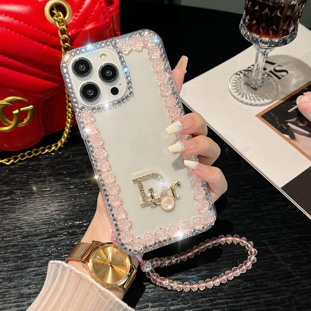 Ốp Điện Thoại Samsung A14 5G A22 5G A14 A34 A54 4G A73 5G A53 A33 A23 A52 A72 5G Hình Hoa Hồng 3D Đính Đá Pha Lê Cho