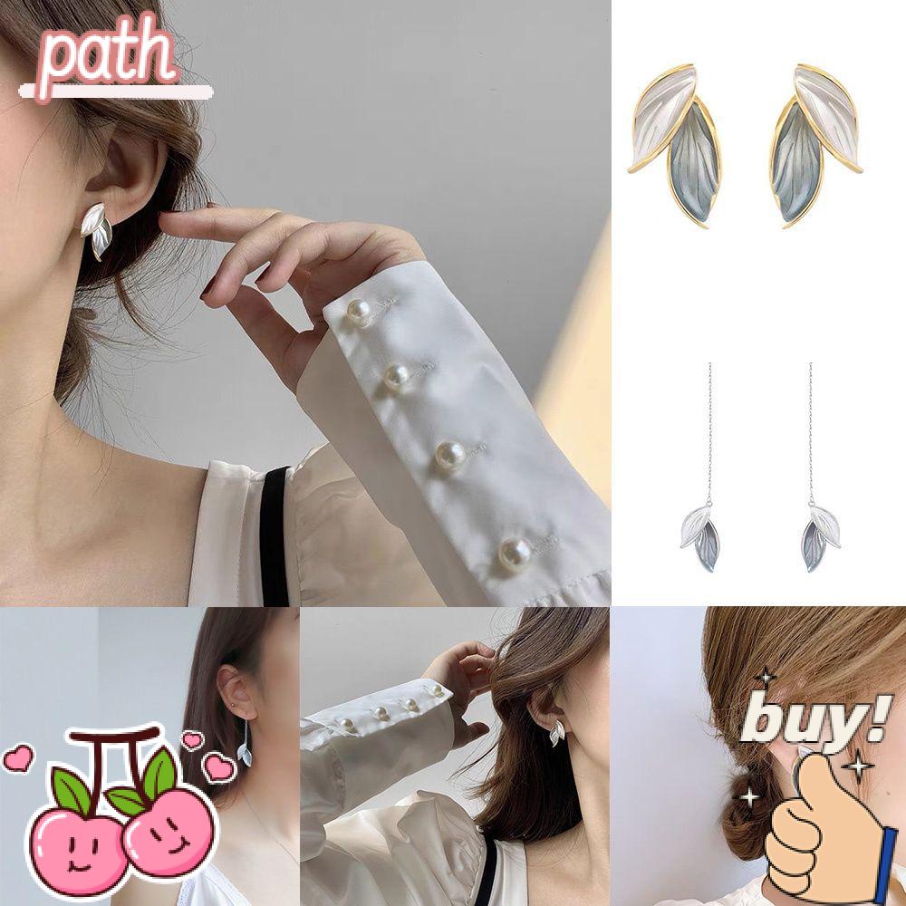 PATH Bông Tai Hình Chiếc Lá Phong Cách Hàn Quốc