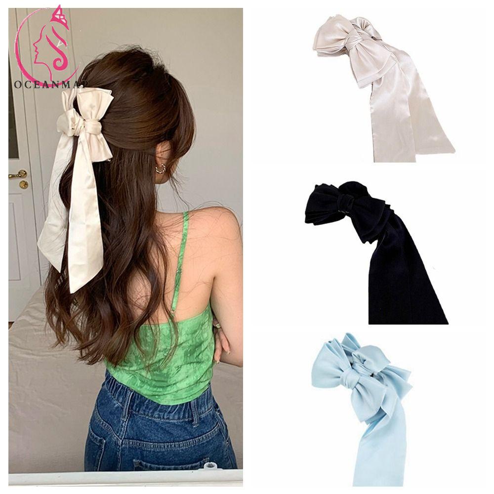 OCEANMAP Nơ Kẹp Tóc Càng Cua Cỡ Lớn Bằng Vải Ruy Băng Cho Tiệc Tùng