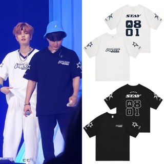 Stray kids 3rd fm pilot for 5star merch cotton t-shirt nam và nữ thời trang đường phố lỏng tay ngắn lên trên cộng với kích thước harajuku mùa hè giản dị cặp đôi áo sơ mi tee