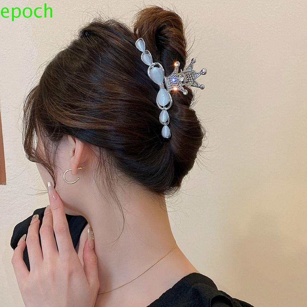 EPOCH Kẹp Tóc Hình Cá Mập / Vương Miện Lớn Bằng Kim Loại Thiết Kế Tinh Tế Thời Trang Cho Nữ