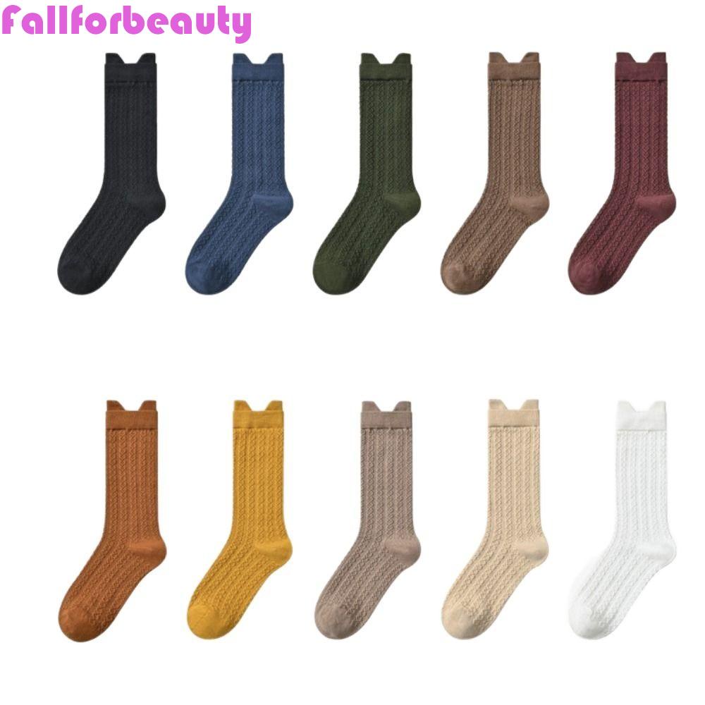 FALLFORBEAUTY Vớ Cổ Trung Thoáng Khí In Họa Tiết Trái Tim Màu Sắc Đơn Giản Thời Trang Mùa Đông Cho Nữ