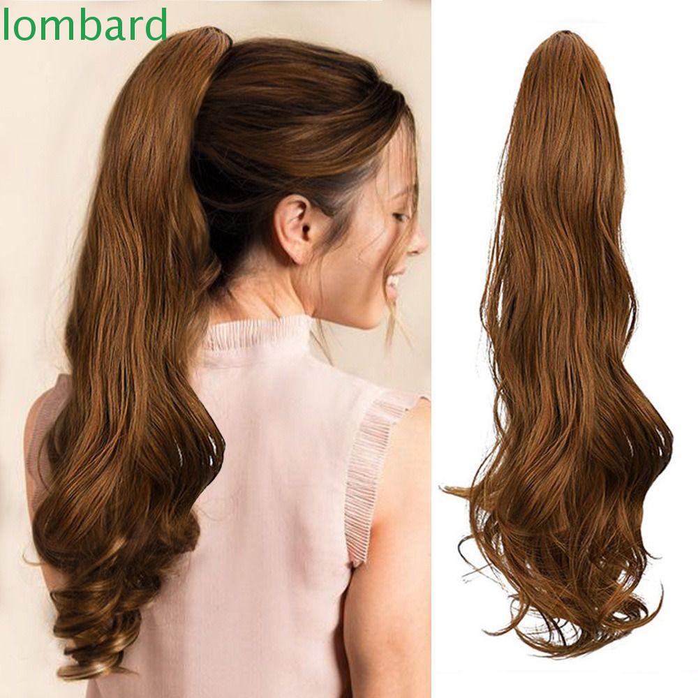 LOMBARD Tóc Giả Đuôi Ngựa Dài Gợn Sóng Màu Nâu / Đen Bằng Sợi Tổng Hợp Mềm Mạ