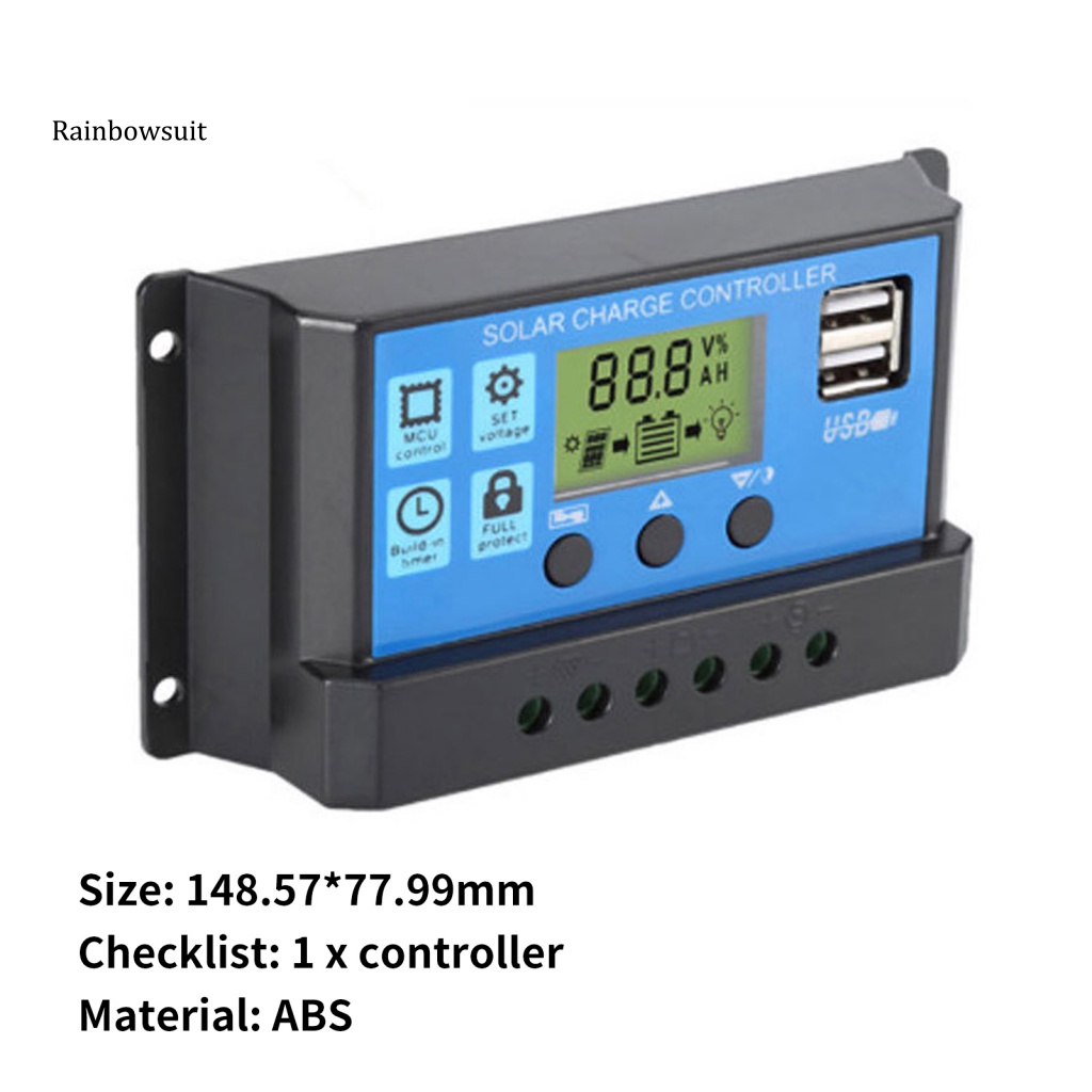 Thiết Bị Điều Khiển Sạc Pin Năng Lượng Mặt Trời Tự Động Đầu Ra USB Kép Màn Hình LCD An Toàn Cho Nhà Ở