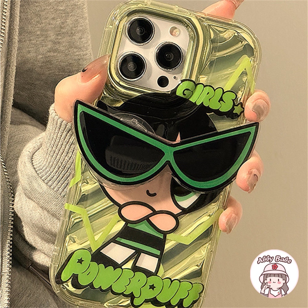 Ốp Điện Thoại TPU Dẻo Họa Tiết Powerpuff Girls Kèm Giá Đỡ &amp; Ngăn Đựng Thẻ Cho IPhone 14 Pro Max IPhone 12 11 Pro Max X XS XR 7Plus