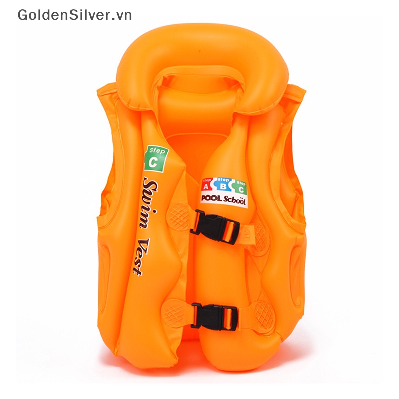 Phao Bơi Bơm Hơi Bằng PVC Màu Vàng Bạc An Toàn Cho Bé