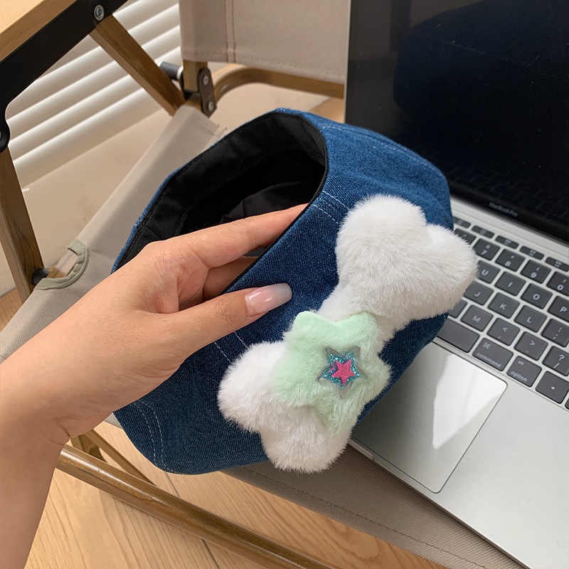 Mũ Beret Denim Họa Tiết Ngôi Sao Đám Mây Dễ Thương Xinh Xắn