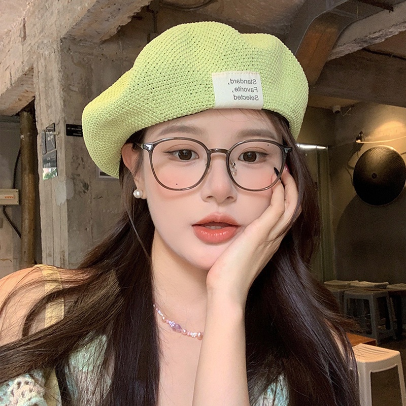 Mũ Beret Dệt Kim Mỏng Thoáng Khí Thời Trang Mùa Hè Phong Cách Nhật Bản Cho Nữ