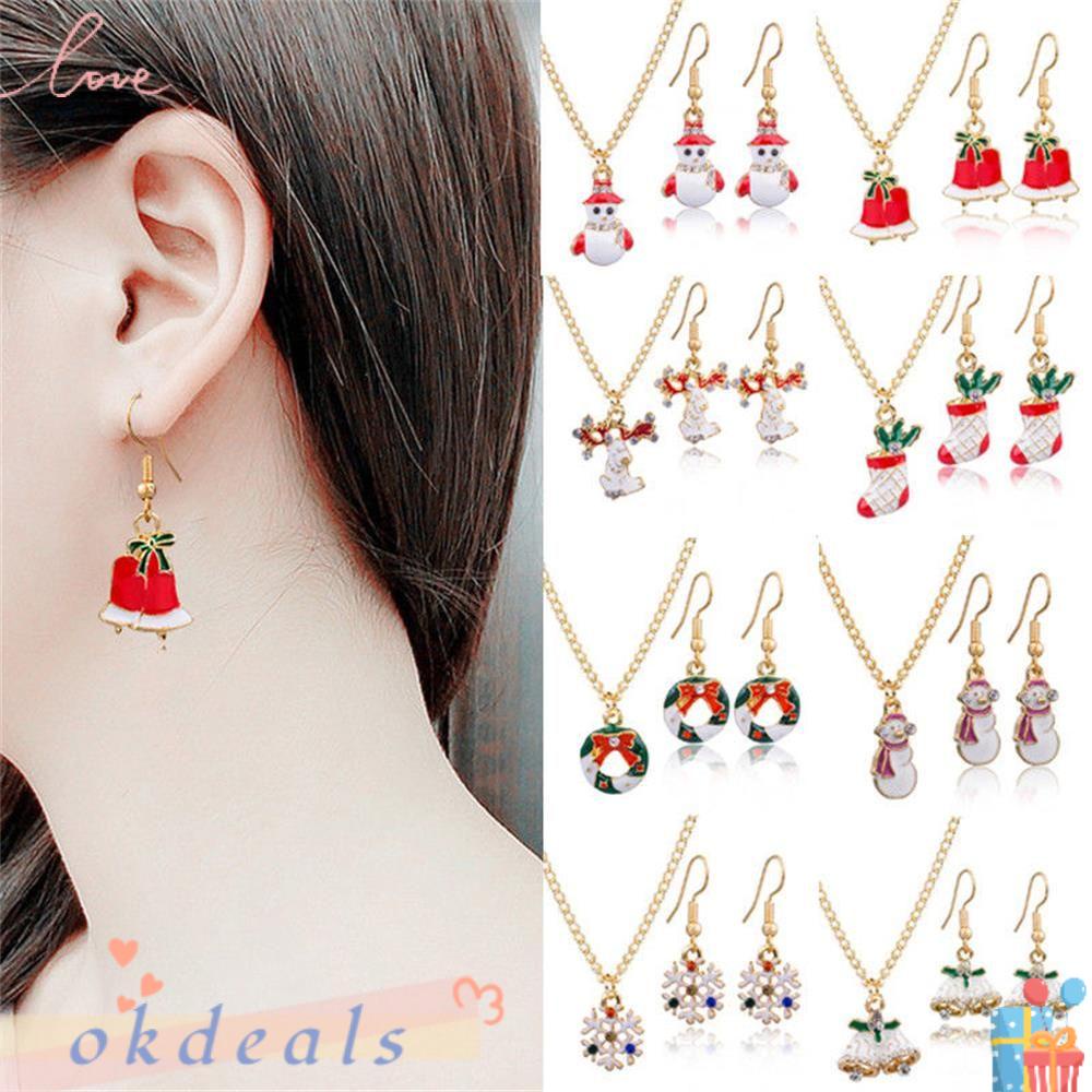OKDEALS 1 Bộ Vòng cổ Giáng Sinh Mặt Chuông Đỏ Mới