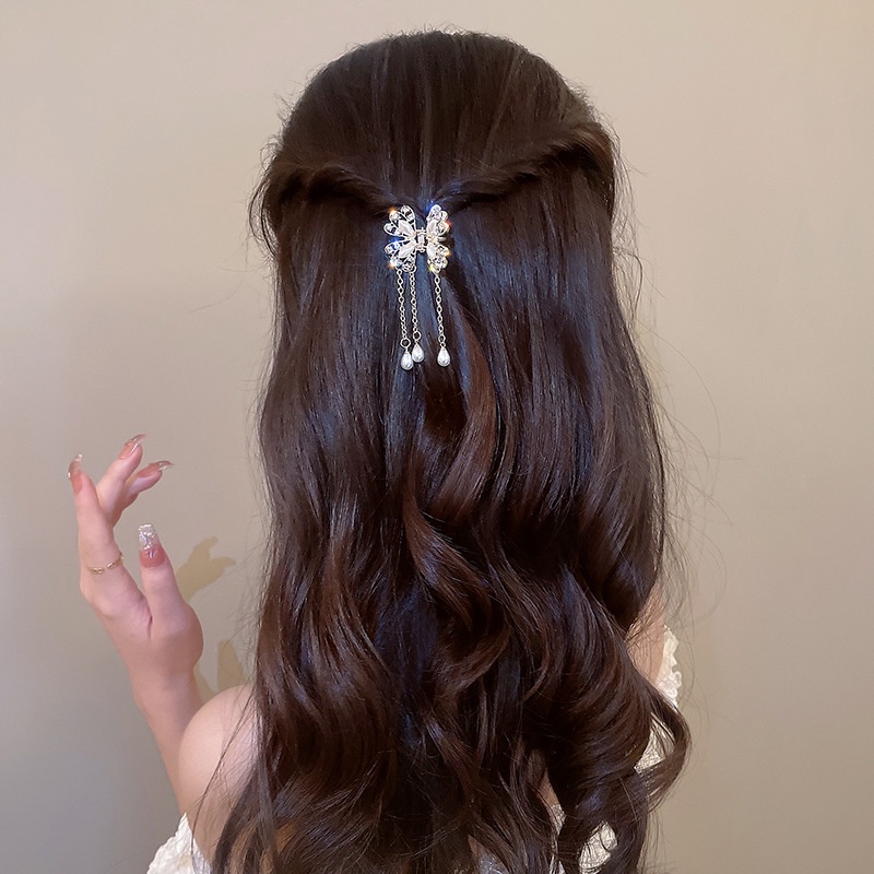 Kẹp Tóc Hình Bướm Đính Ngọc Trai Giả Phong Cách INS Tinh Tế Thời Trang Cho Nữ