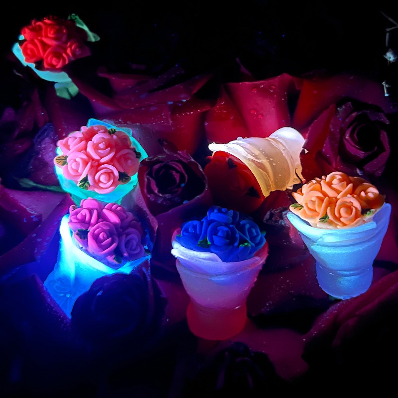Bó Hoa 3D Mini Bằng Nhựa Phát Quang Dùng Trang Trí Tiểu Cảnh DIY