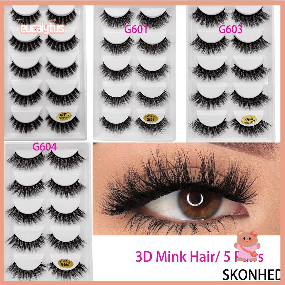 EUTUS Set 5 Cặp Lông Mi Giả 3D Tự Nhiên Tái Sử Dụng Tiện Lợi