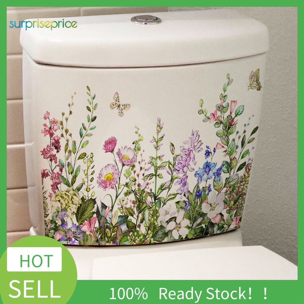 Miếng Dán Trang Trí Toilet Chống Thấm Nước Lâu Trôi Họa Tiết Hoa Lá Xinh Xắn