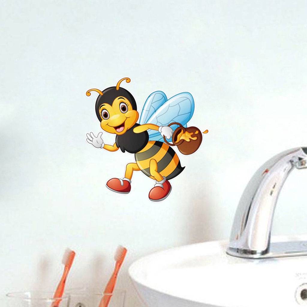 Miếng Dán Trang Trí Cửa Sổ Bằng PVC Chống Thấm Nước Hình Chú Ong Dễ Thương