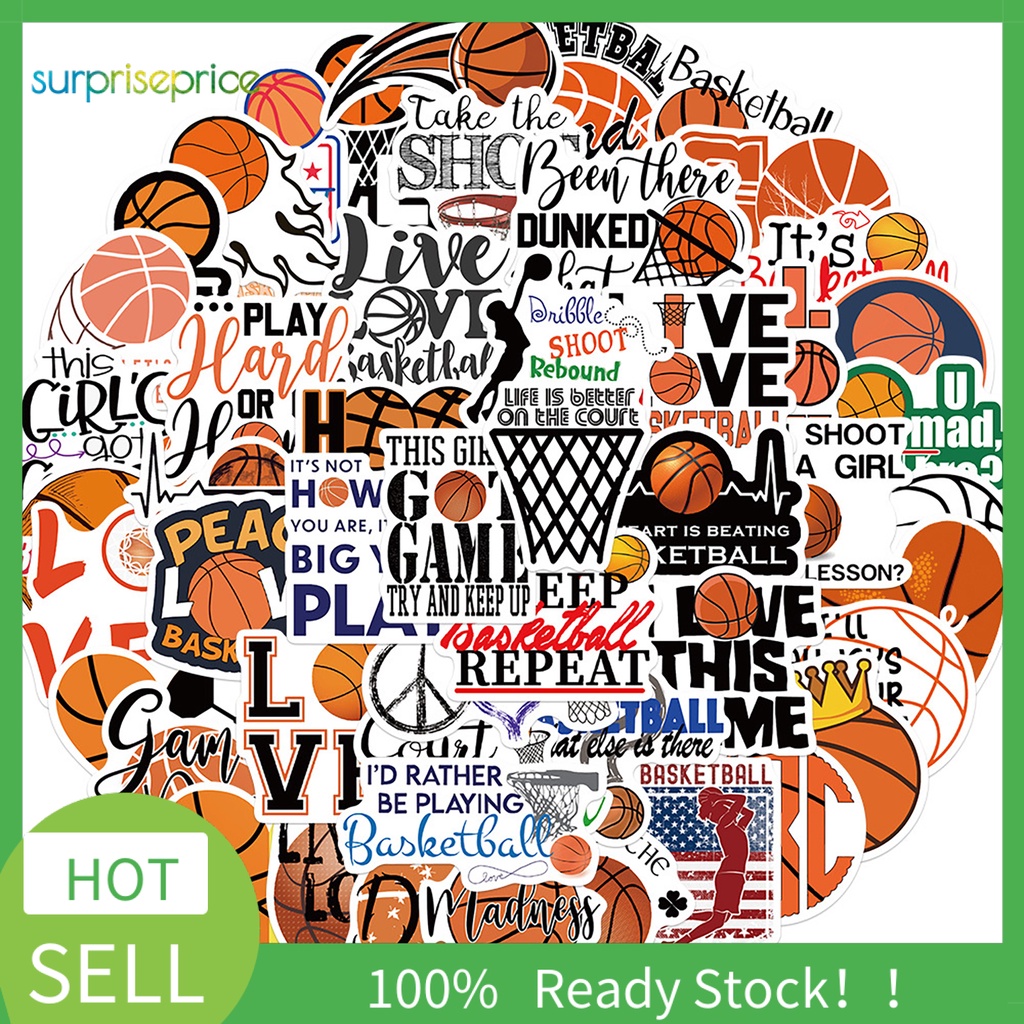 Set 50 Miếng Dán Hình Bóng Rổ Chống Nước Trang Trí Laptop