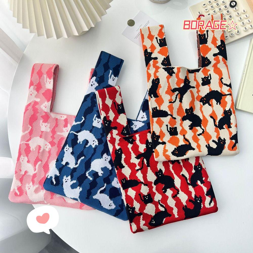 BORAG Túi Xách Đan Len Thủ Công Thắt Nút Dễ Thương Cho Bạn Gái