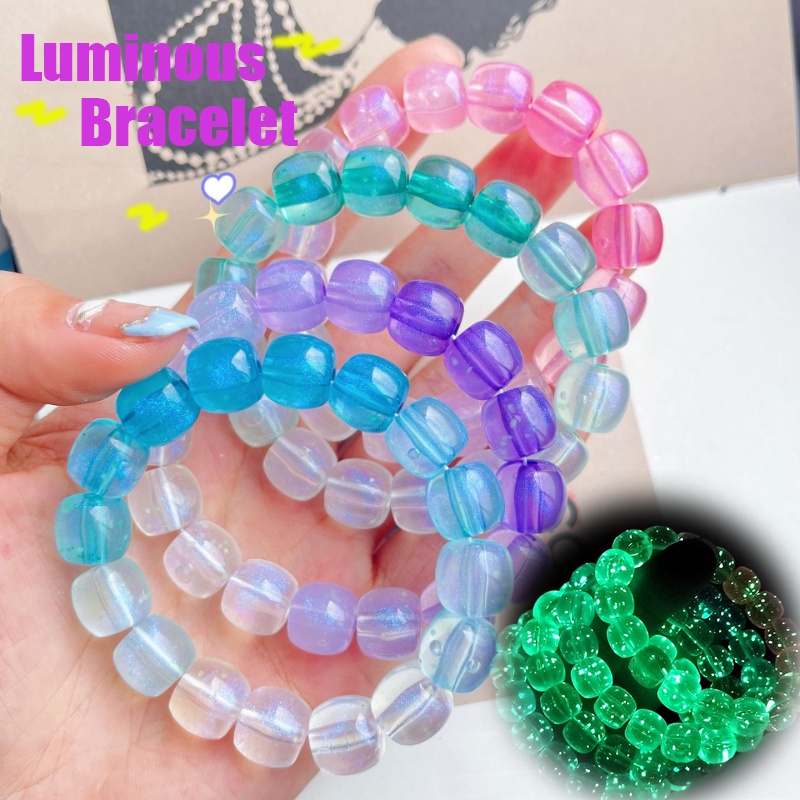 Vòng Tay Chuỗi Hạt Bồ Đề Màu Dạ Quang Bằng Resin Co Giãn Điều Chỉnh Được