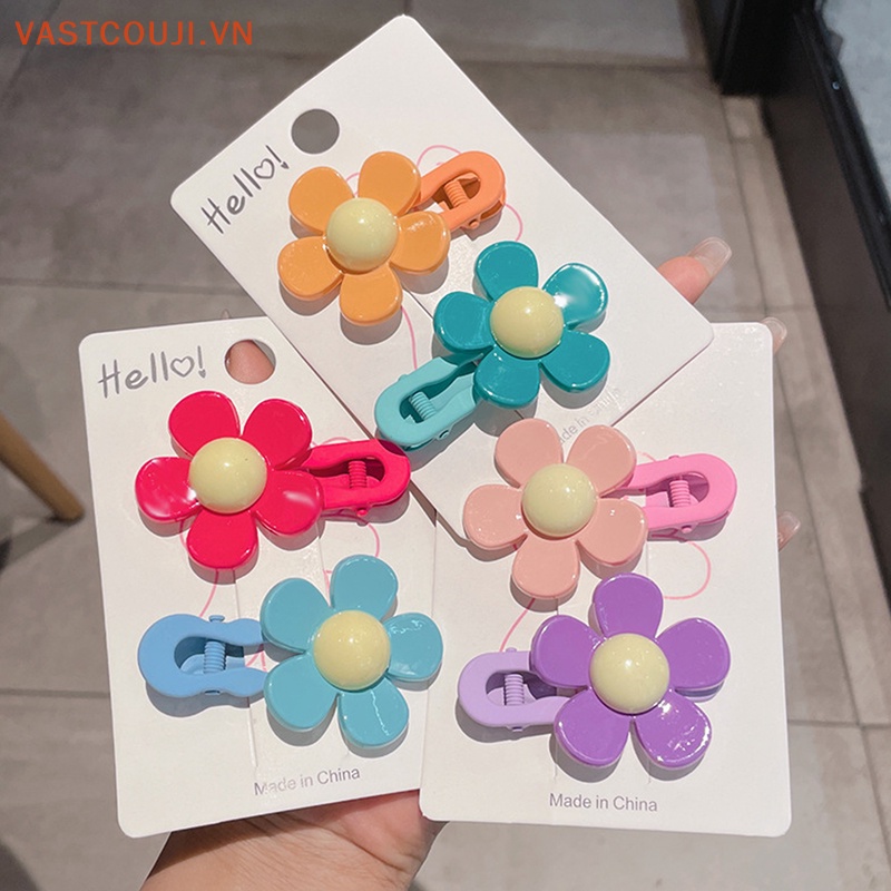 Set 2 Kẹp Tóc Hình Hoa Nhiều Màu Sắc Thời Trang Cho Nữ