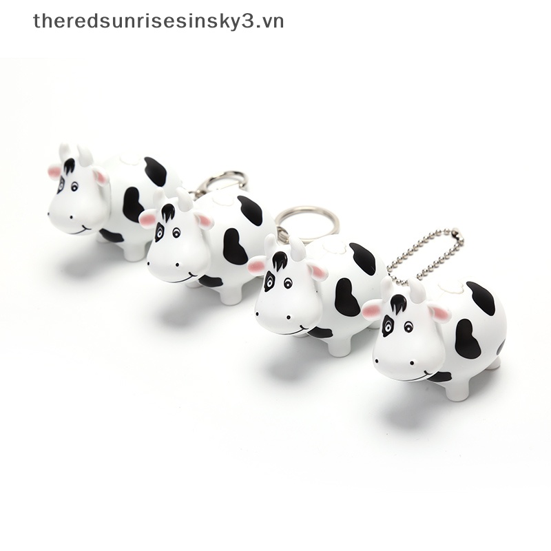 # # Móc Khóa Hình Bò Sữa Bằng Nhựa Có Đèn LED Thời Trang Treo Túi Xách / Xe Hơi Đồ Chơi