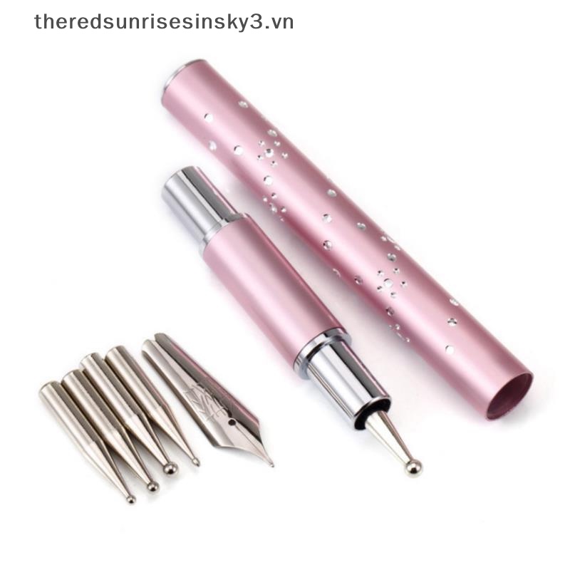 Bút Trang Trí Móng Tay Nghệ Thuật Bằng Thép Không Gỉ 6 Đầu Thời Trang