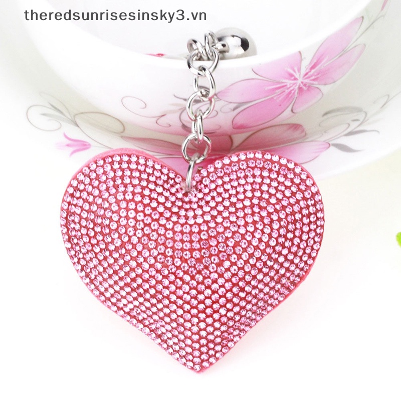 Móc Khóa Tua Rua Hình Chuông Trái Tim Đính Đá Thời Trang