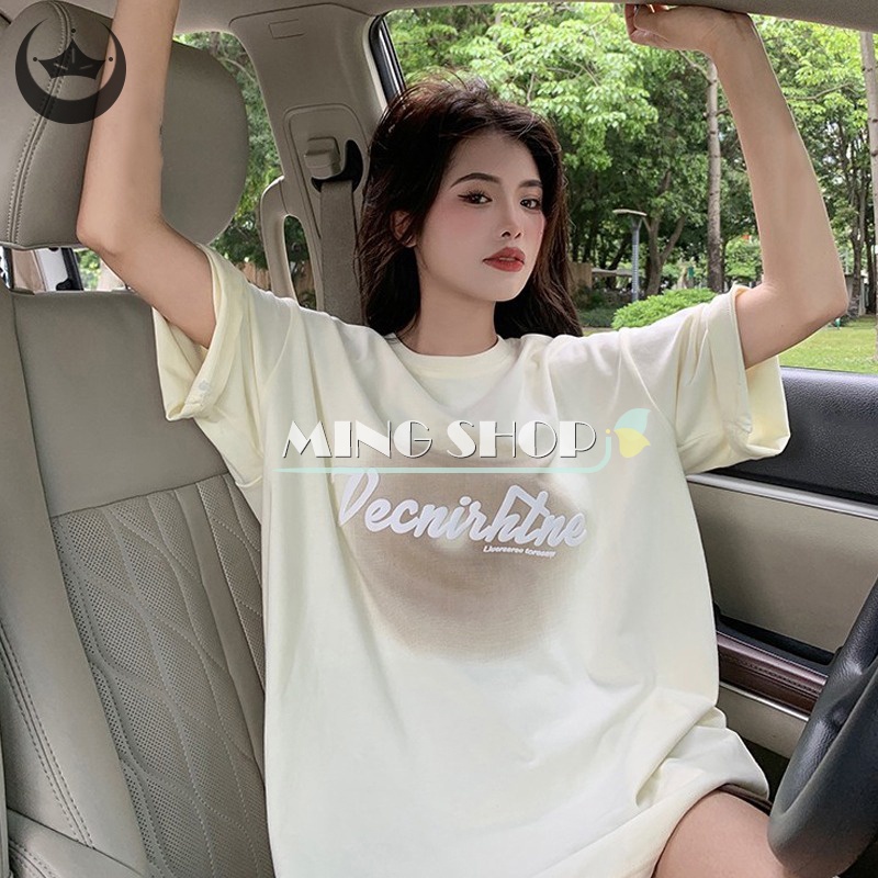 Áo Thun Nữ Ngắn Tay Cổ Tròn In Chữ Thời Trang