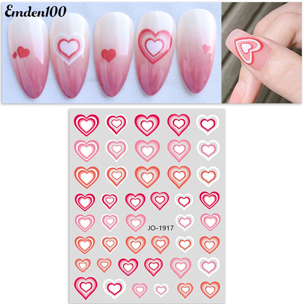 Miếng Dán Móng Tay Tự Dính Chống Thấm Nước Họa Tiết Trái Tim