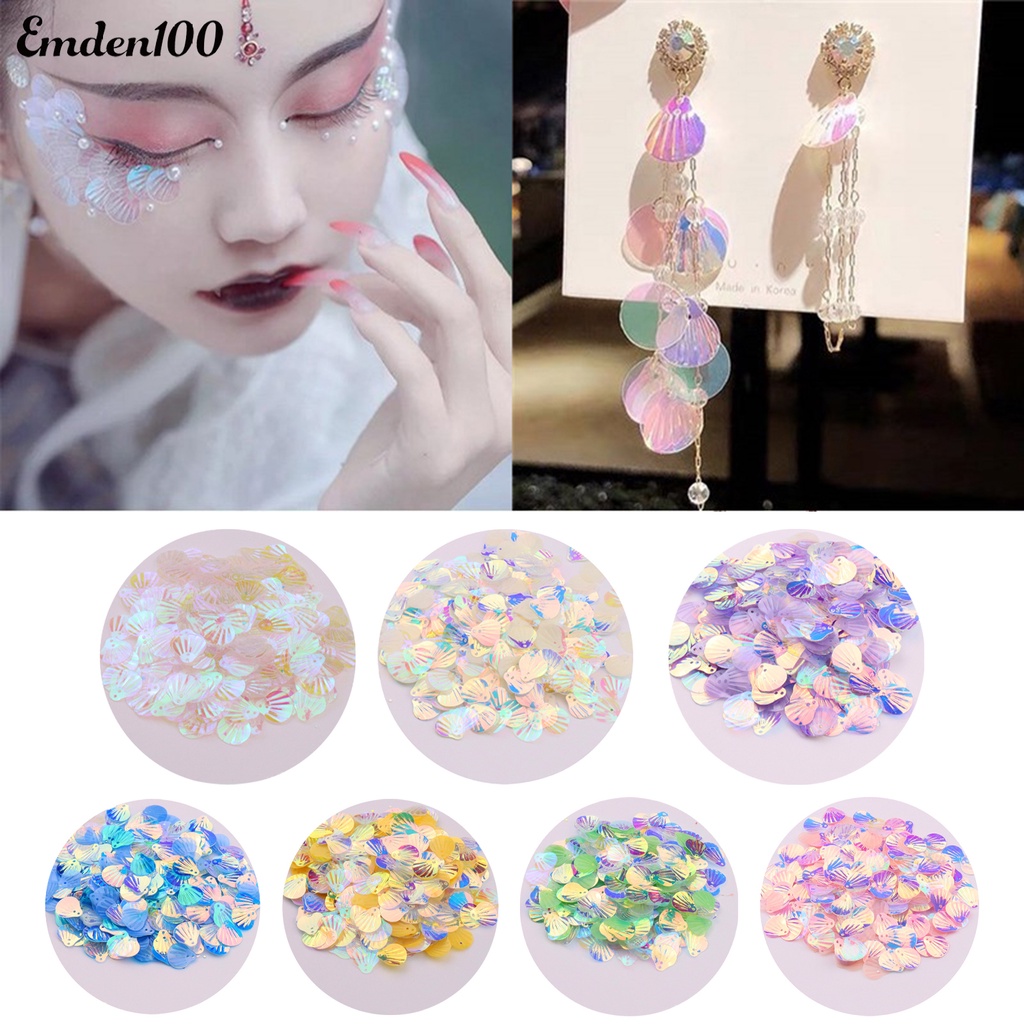 [EMDEN] Kim Sa Hologram Hình Vỏ Sò / Oval Nhỏ Gọn Nhiều Màu Sắc Trang Trí Hàng Ngày Sử