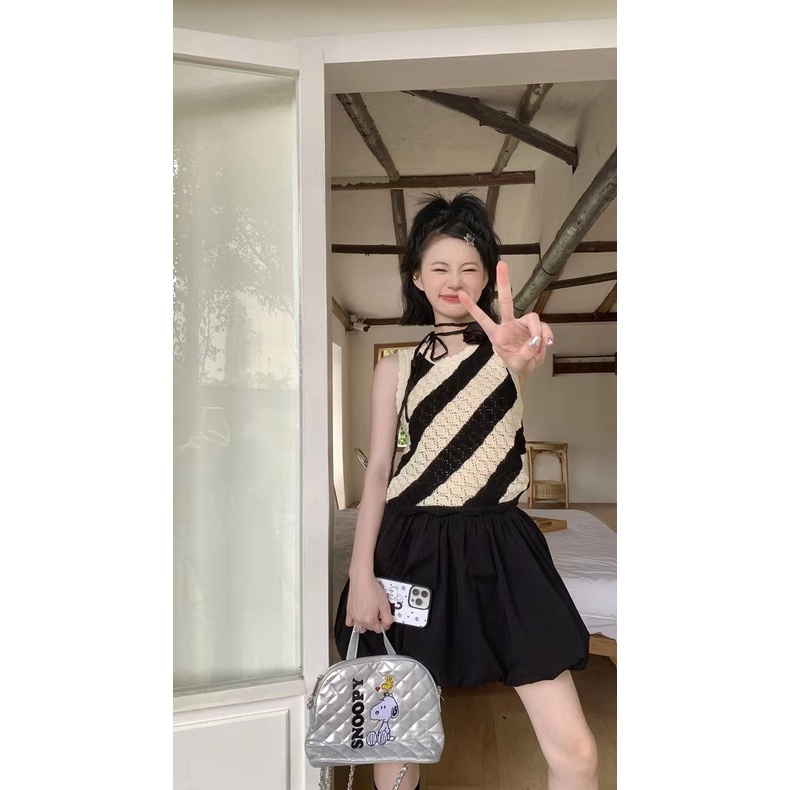 SUXI Áo Tank Top Dệt Kim Mỏng Sát Nách Dáng Rộng Thời Trang Mùa Hè Cho Nữ