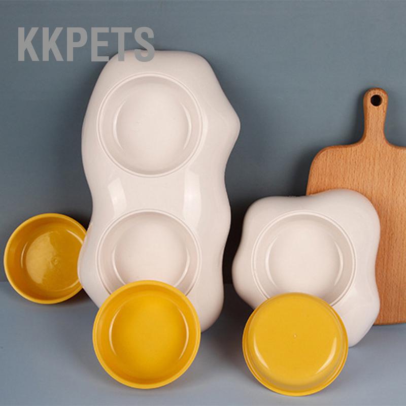 KKPETS Bát Thú Cưng Dễ Thương Dung Tích Lớn Chống Trơn Trượt Thức Ăn Cho Chó Mèo Trong Nhà Màu Trắng