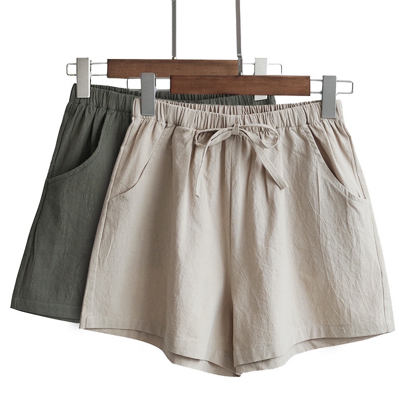 Quần Short Thể Thao Bằng Cotton Linen Ống Rộng Phong Cách Mới Cho Nữ