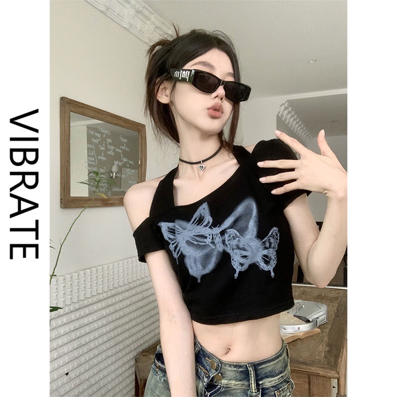 Áo Thun Nữ Ngắn Tay Trễ Vai Phong Cách Hàn Quốc Mới