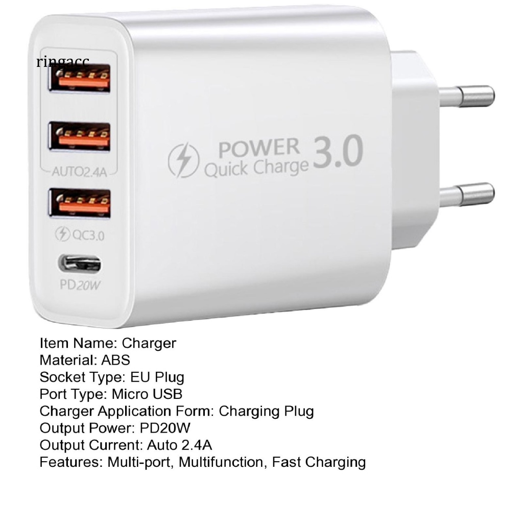 Đầu Sạc Type-C 3 Cổng Usb Chuyên Dụng Cho Điện Thoại