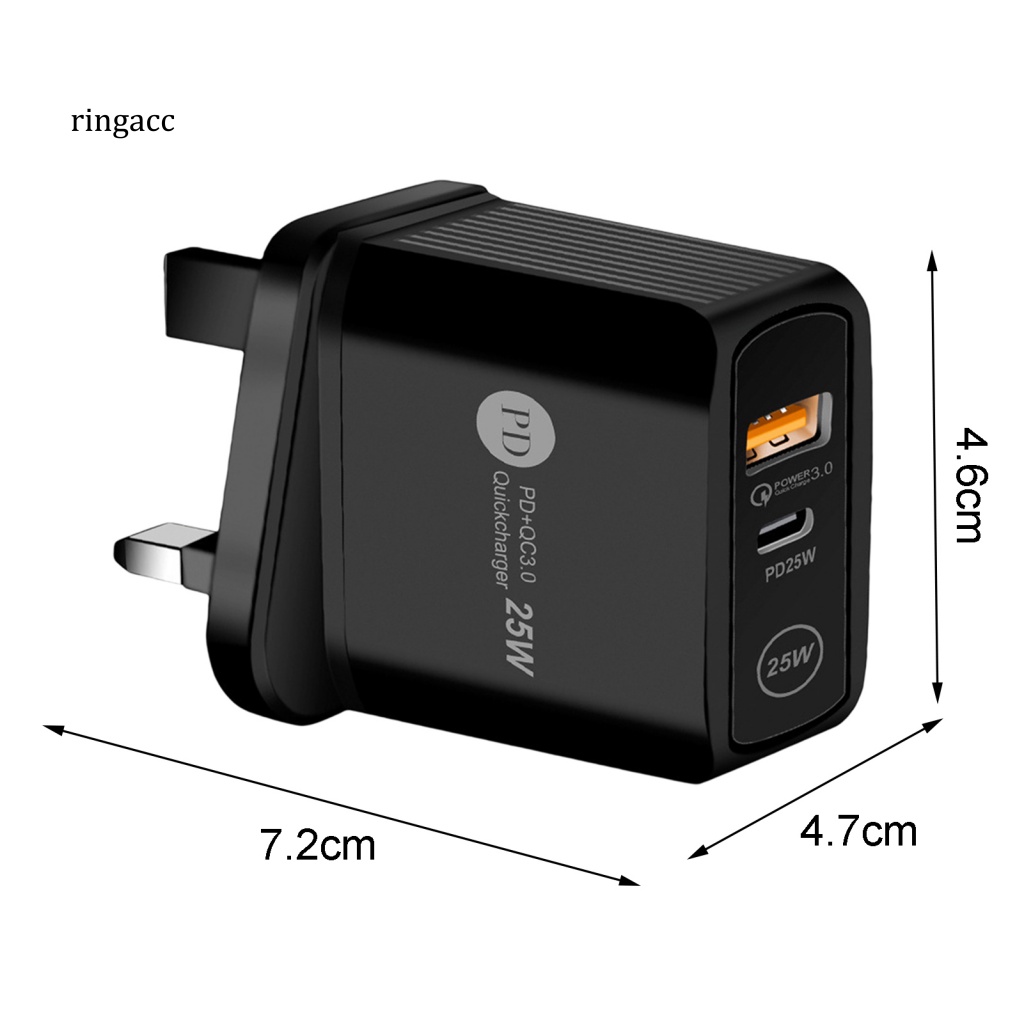 Bộ Sạc Nhanh Type-C Phích Cắm UK Thông Dụng Cho Điện Thoại