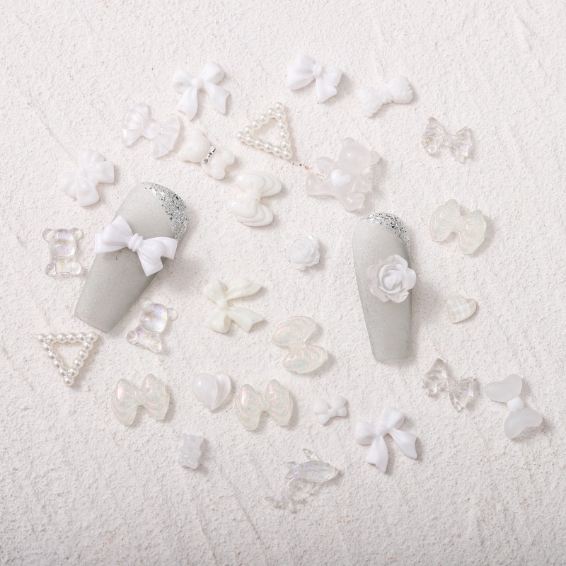 Bộ 50 hạt đính đá charm hình nơ màu đen 3D | Gấu Charm